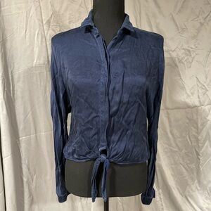 Bella Dahl Deep Blue Button-Down Tie-Front Shirt